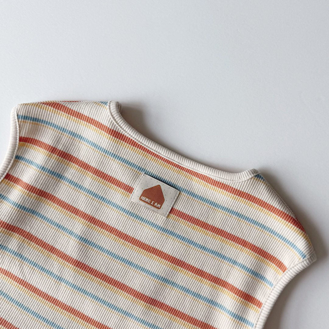Kids Multi Color Stripe Sleeveless Top and Shorts Set (1 - 6y) - 2 Colors kids outfit