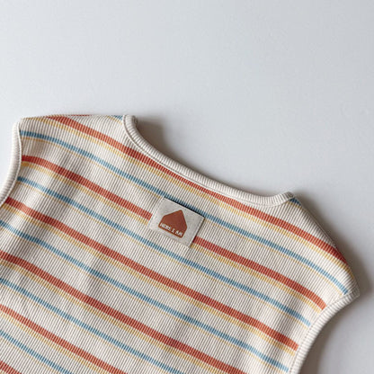 Kids Multi Color Stripe Sleeveless Top and Shorts Set (1 - 6y) - 2 Colors kids outfit