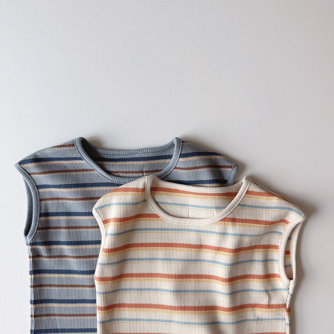 Kids Multi Color Stripe Sleeveless Top and Shorts Set (1 - 6y) - 2 Colors kids outfit