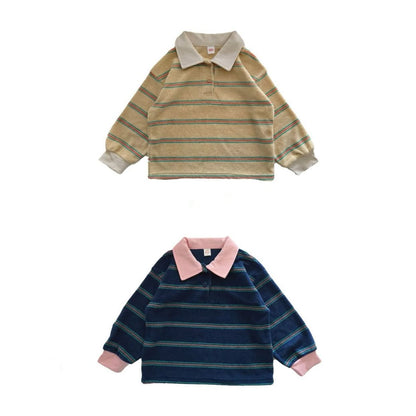 Kids Multi - Stripe Terry Cloth Collar Top (3 - 7y) - Yellow kids outfit