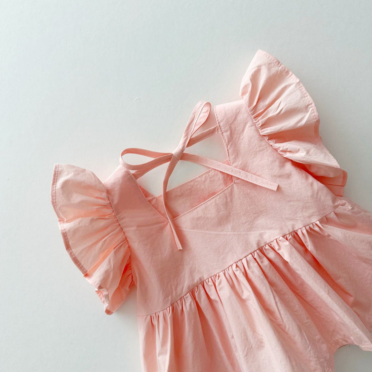 Kids S25 Tie Back Ruffle Top and Wide Pants Set (1 - 11y) - Apricot kids outfit