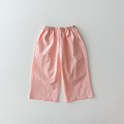 Kids S25 Tie Back Ruffle Top and Wide Pants Set (1 - 11y) - Apricot kids outfit