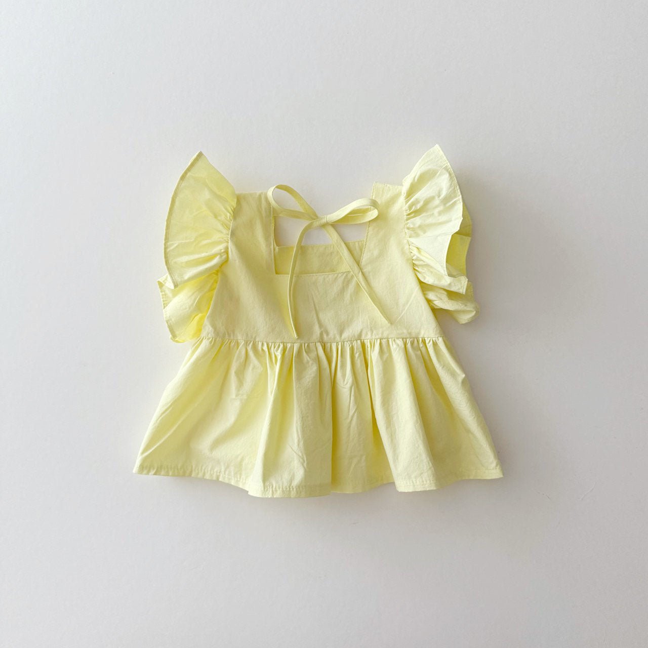 Kids S25 Tie Back Ruffle Top and Wide Pants Set (1 - 11y) - Yellow kids outfit