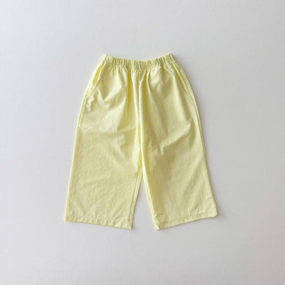 Kids S25 Tie Back Ruffle Top and Wide Pants Set (1 - 11y) - Yellow kids outfit