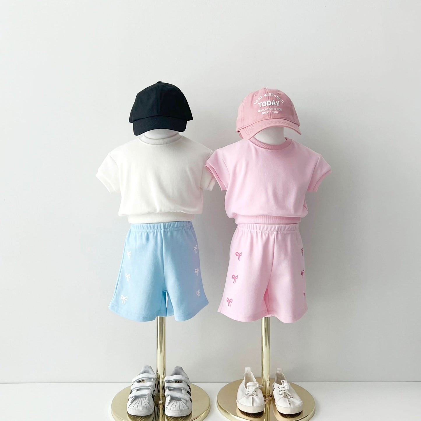 Kids Short Sleeve Sweatshirt and Skirted Shorts Set (2 - 7y) - 3 Colors kids outfit