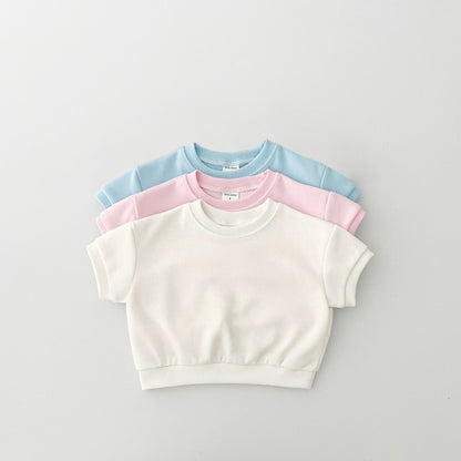 Kids Short Sleeve Sweatshirt and Skirted Shorts Set (2 - 7y) - 3 Colors kids outfit