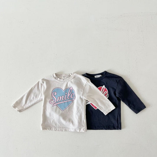 Kids Smile in Heart Long Sleeve Top (2 - 7y) - 2 Colors kids outfit