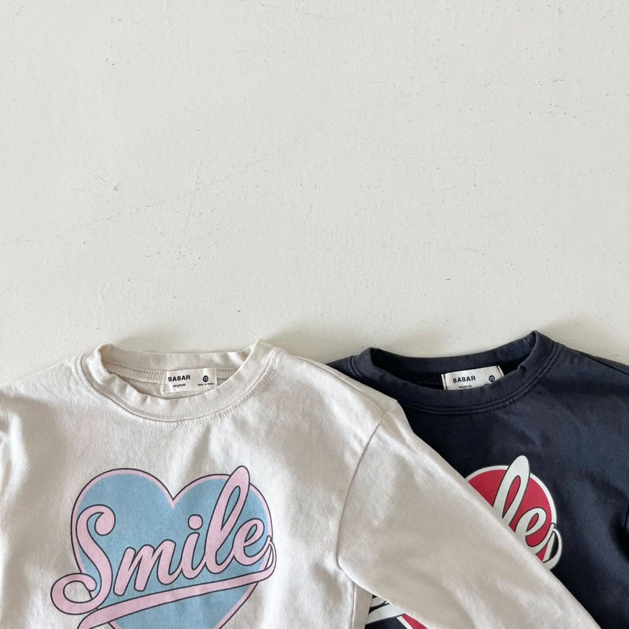 Kids Smile in Heart Long Sleeve Top (2 - 7y) - 2 Colors kids outfit