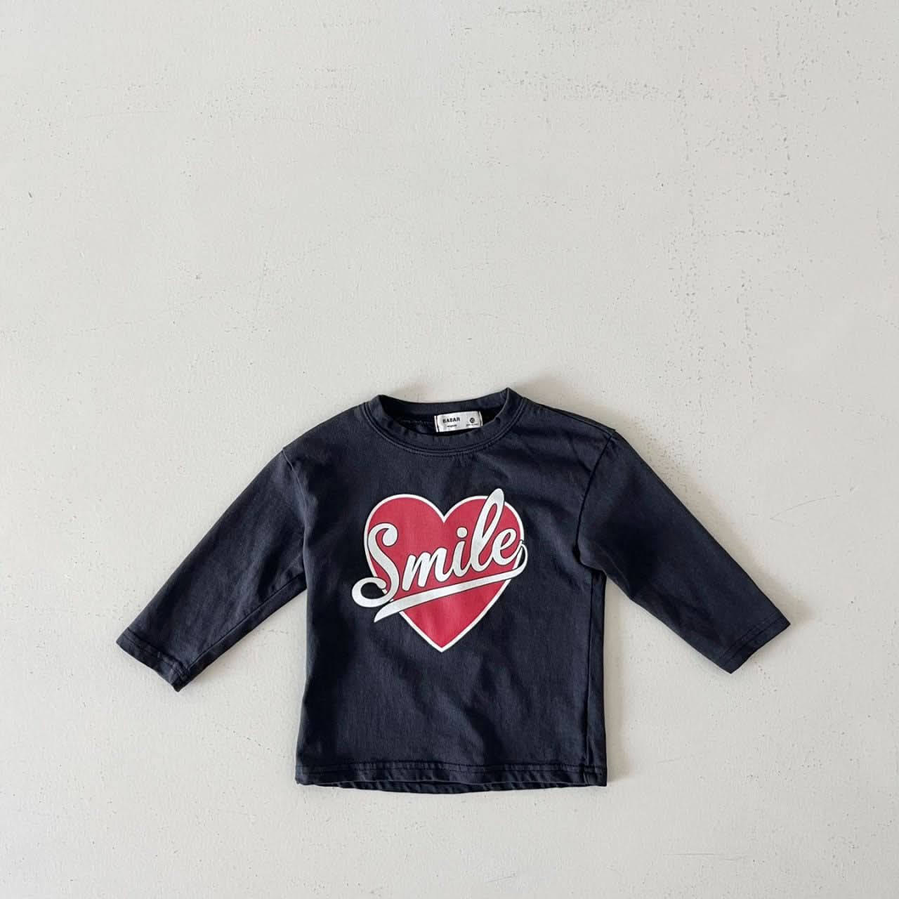 Kids Smile in Heart Long Sleeve Top (2 - 7y) - 2 Colors kids outfit