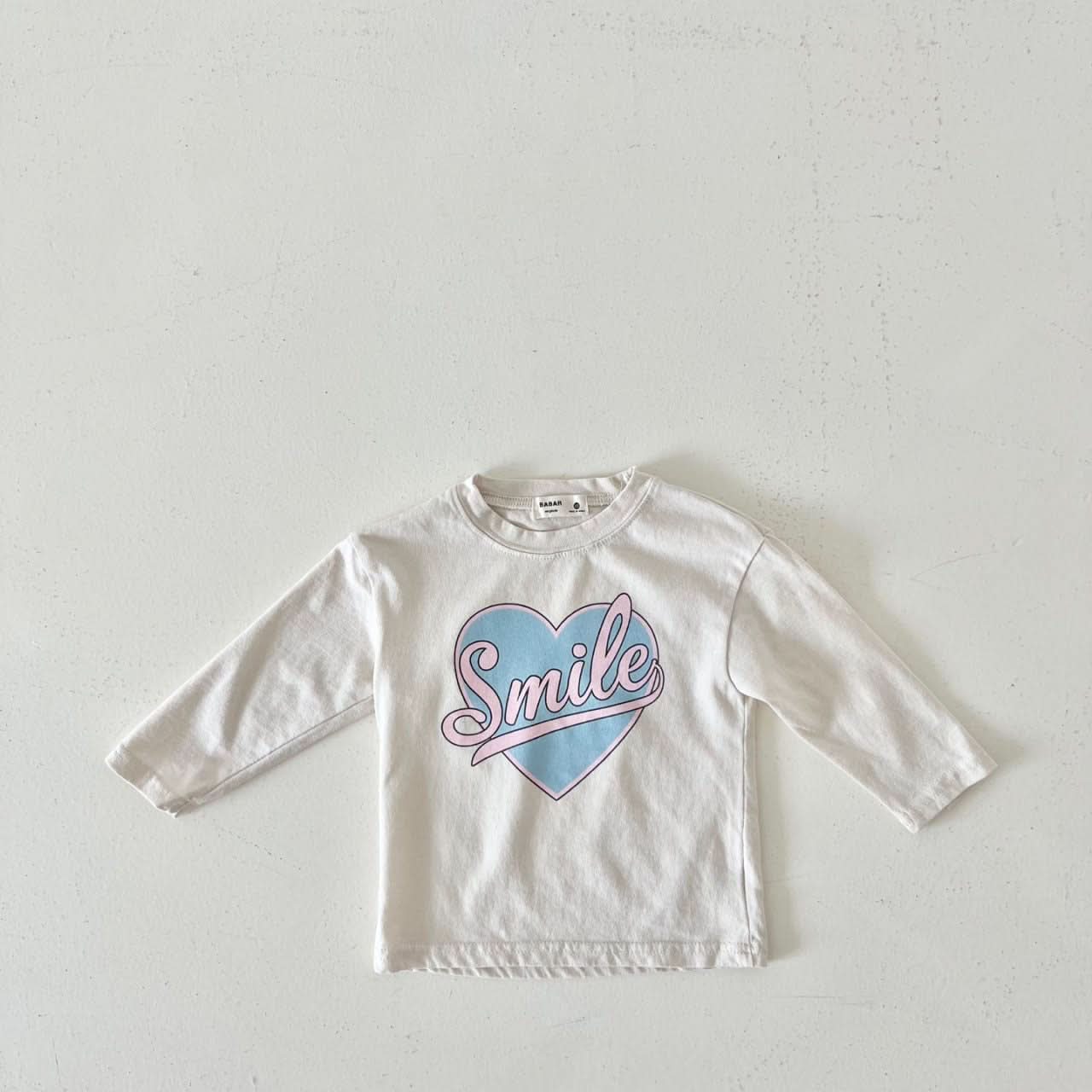 Kids Smile in Heart Long Sleeve Top (2 - 7y) - 2 Colors kids outfit