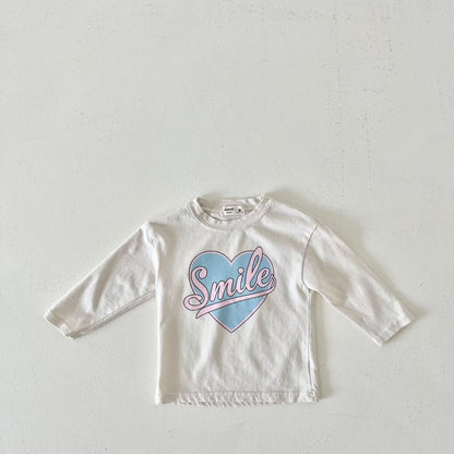 Kids Smile in Heart Long Sleeve Top (2 - 7y) - 2 Colors kids outfit