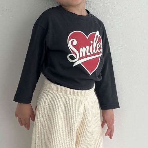 Kids Smile in Heart Long Sleeve Top (2 - 7y) - 2 Colors kids outfit
