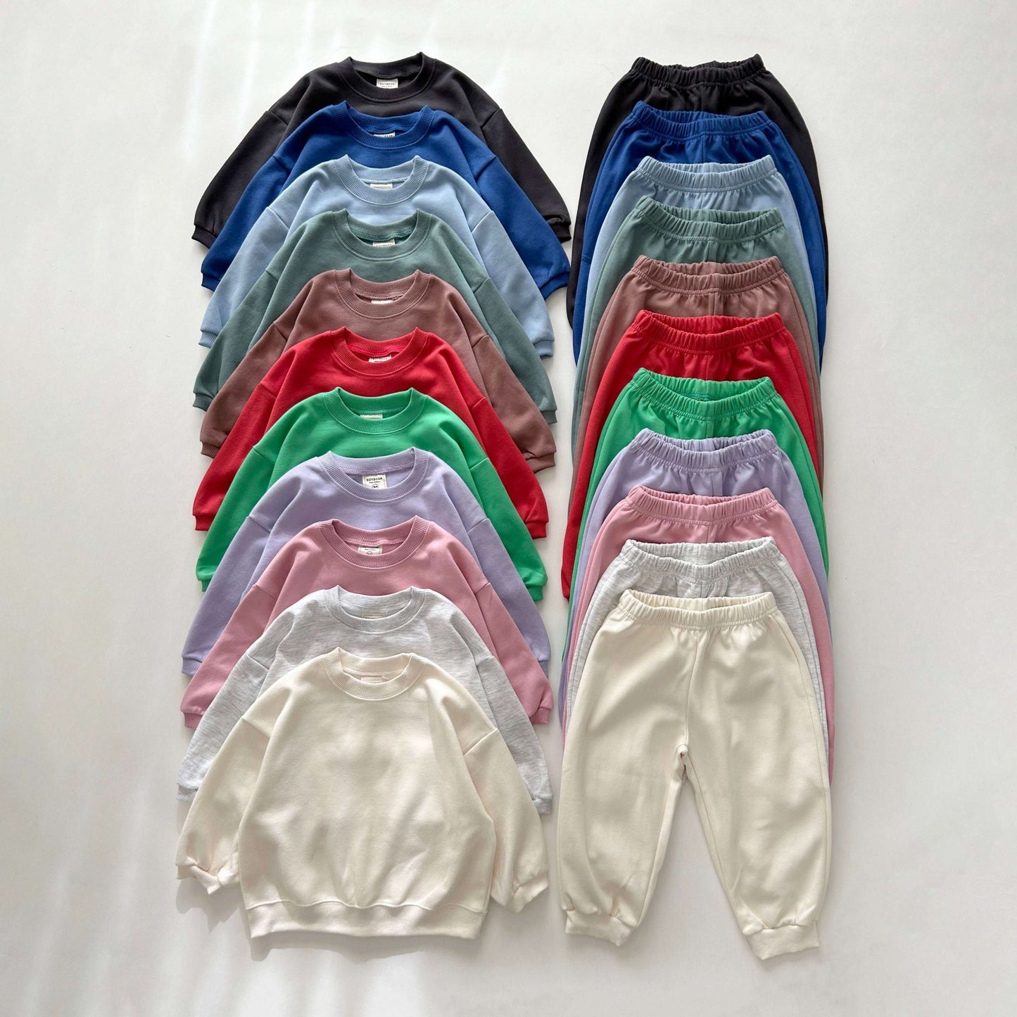Kids Soy 24Fall Cotton Sweatshirt and Jogger Pants Set (1 - 9y) - 11 Colors kids outfit