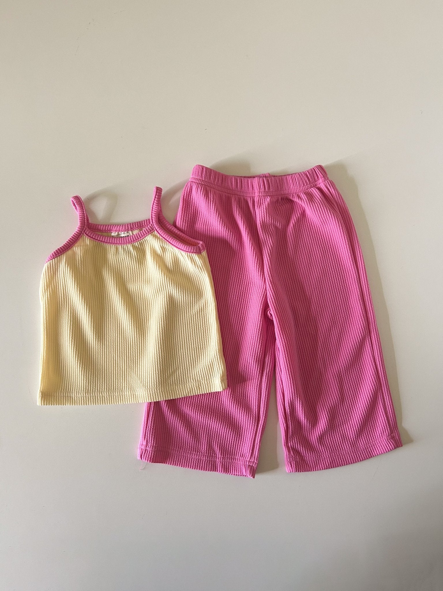 Kids Soy Colorblock Ribbed Tank Top and Wide Pants Set (1 - 6y) - 4 Colors kids outfit