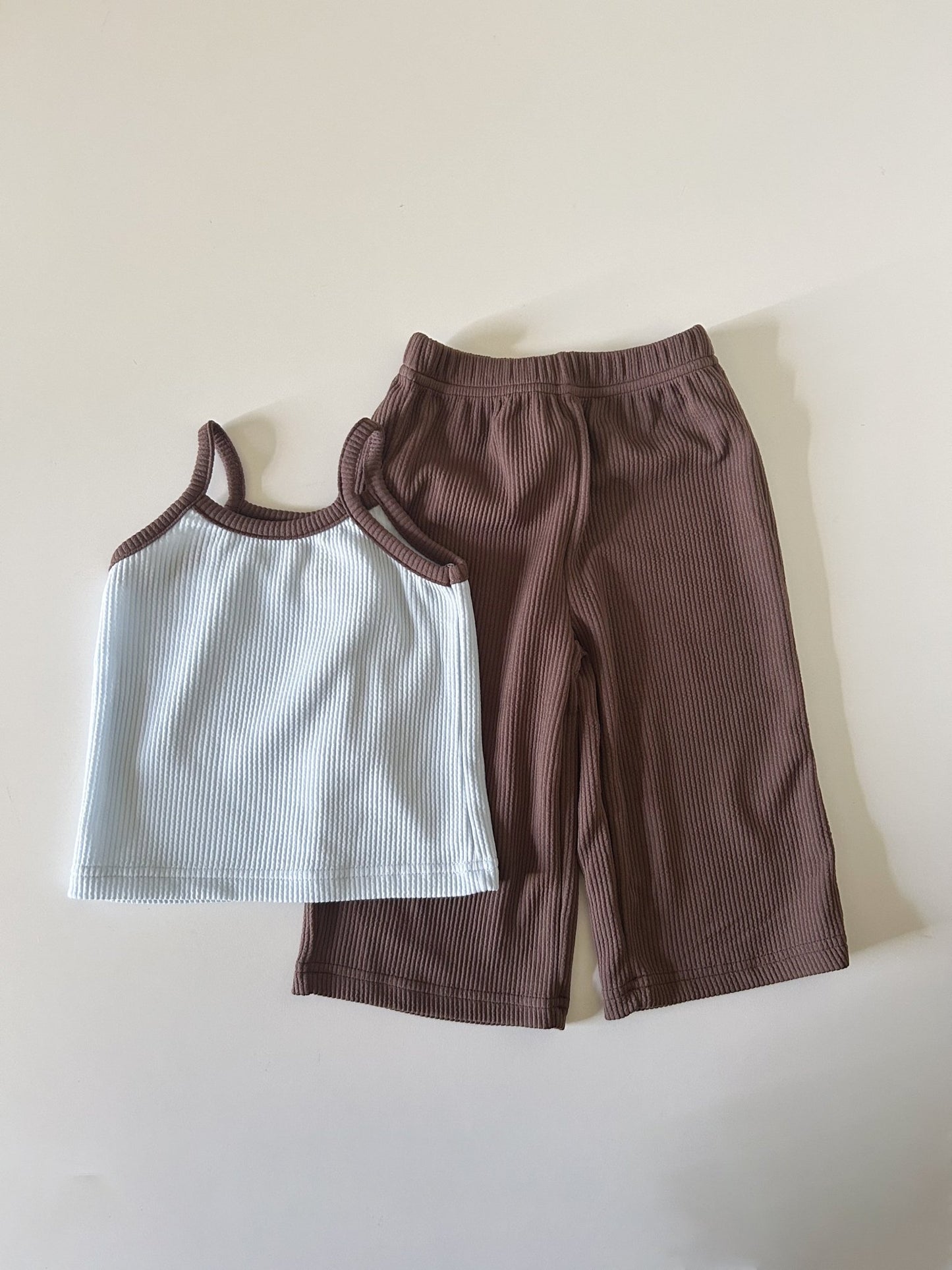 Kids Soy Colorblock Ribbed Tank Top and Wide Pants Set (1 - 6y) - 4 Colors kids outfit