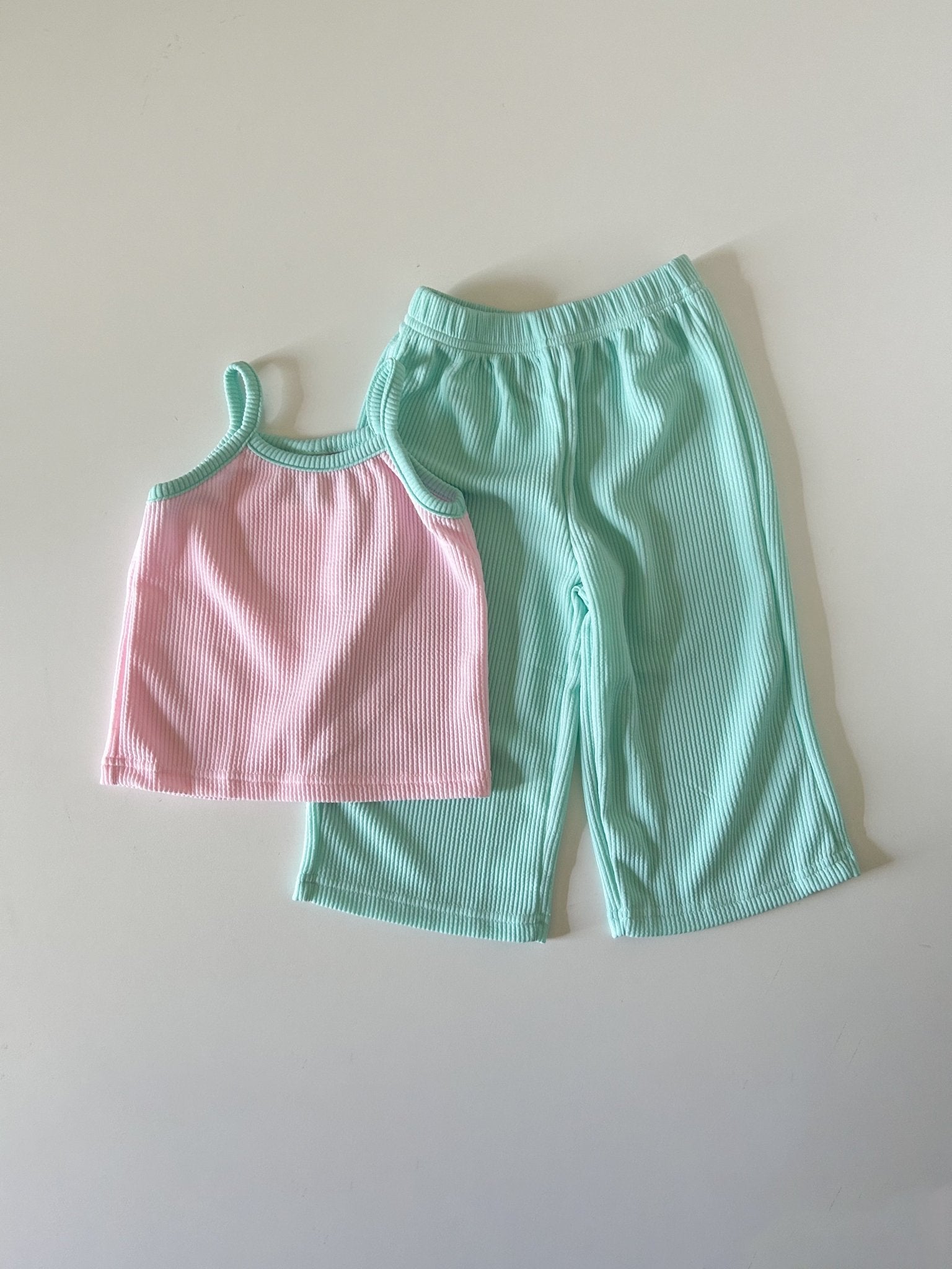 Kids Soy Colorblock Ribbed Tank Top and Wide Pants Set (1 - 6y) - 4 Colors kids outfit