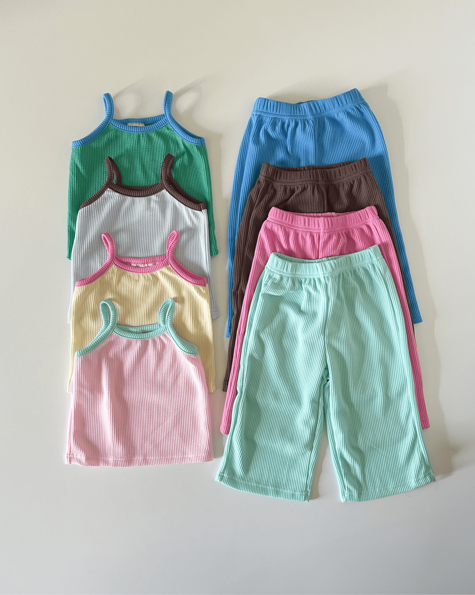 Kids Soy Colorblock Ribbed Tank Top and Wide Pants Set (1 - 6y) - 4 Colors kids outfit