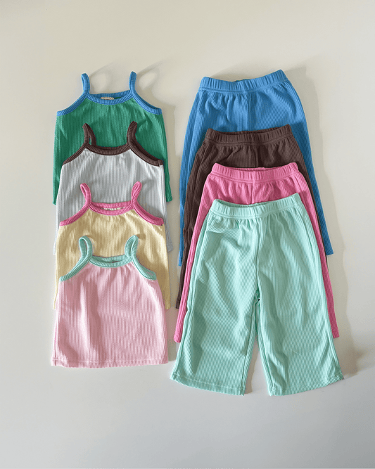 Kids Soy Colorblock Ribbed Tank Top and Wide Pants Set (1 - 6y) - 4 Colors kids outfit