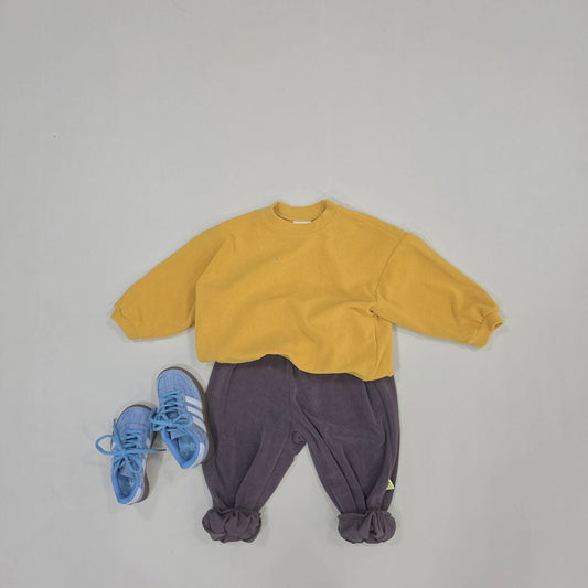 Kids Soy F26 Terry Cloth Long Sleeve Sweatshirt and Jogger Pants Set (1-7y) - Yellow/Brown kids outfit