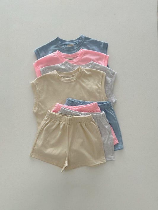 Kids Soy SS25 Muscle Sleeveless Top and Shorts Set (1 - 6y) - 4 Colors kids outfit
