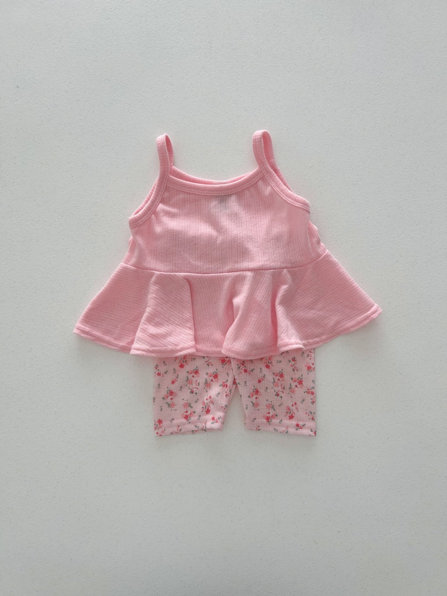 Kids Soy SS25 Peplum Cami and Floral Biker Shorts Set (1 - 6y) - Pink kids outfit