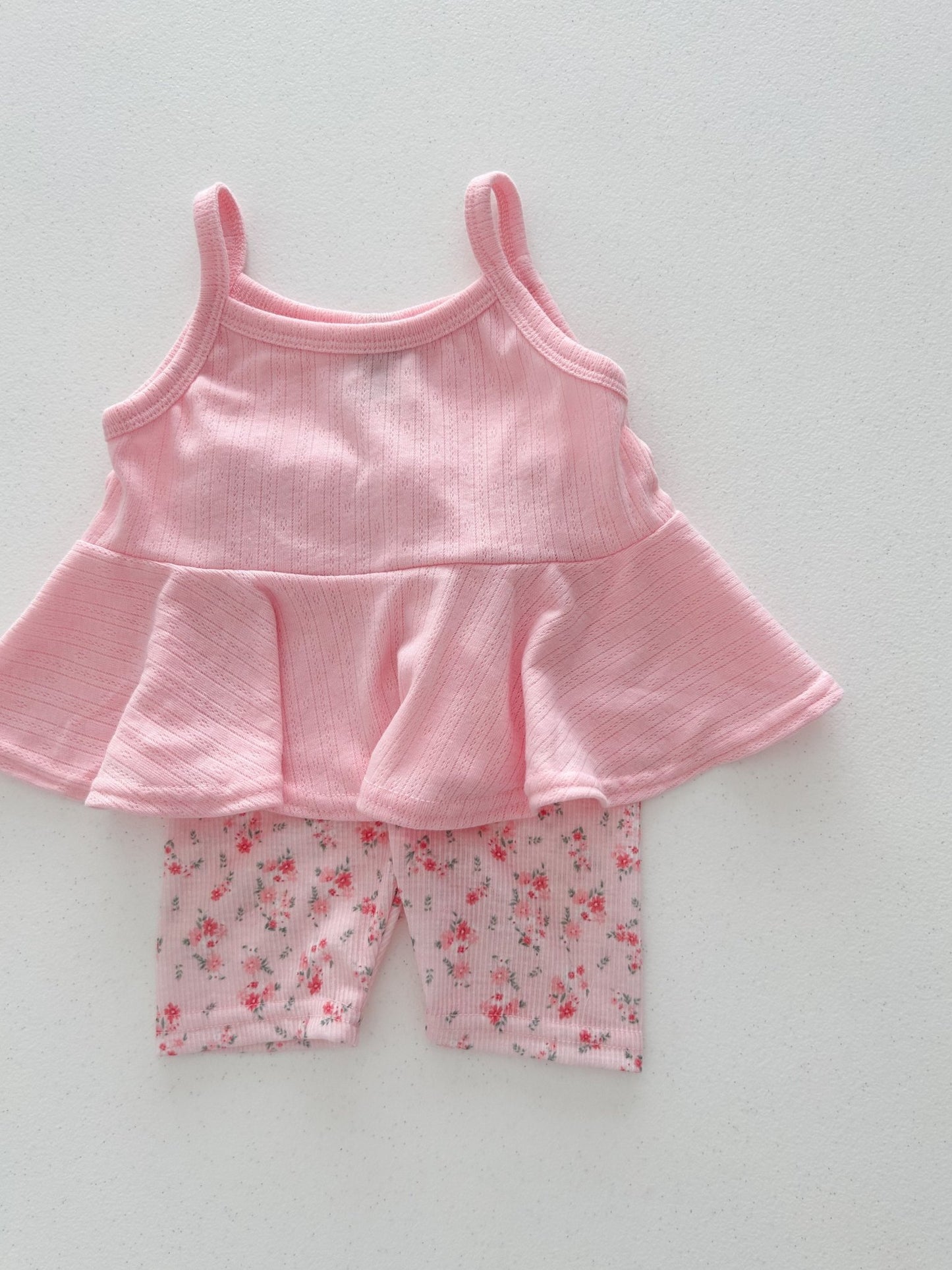 Kids Soy SS25 Peplum Cami and Floral Biker Shorts Set (1 - 6y) - Pink kids outfit