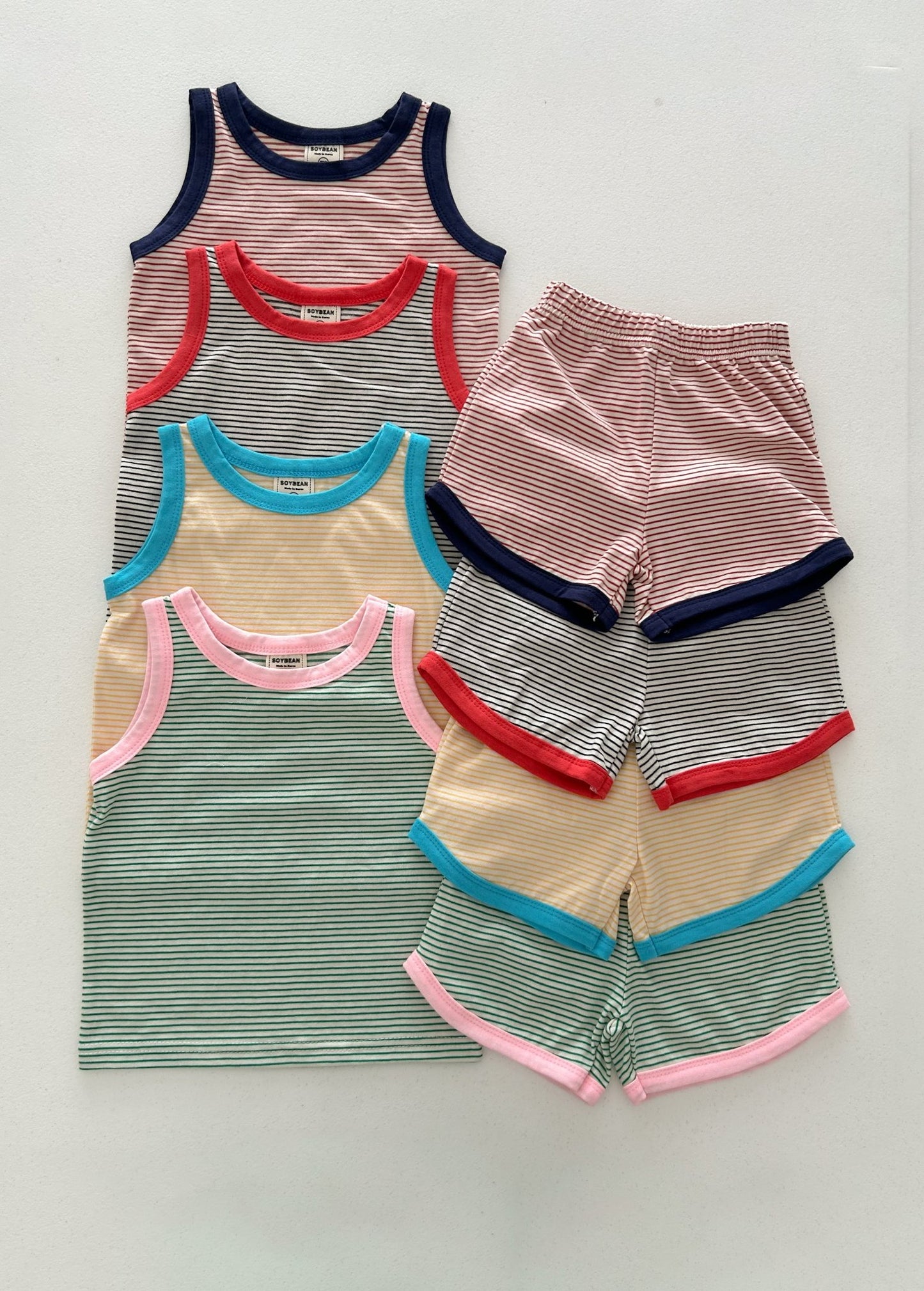 Kids Soy SS25 Stripe Sleeveless Top and Shorts Set (1 - 6y) - 4 Colors kids outfit