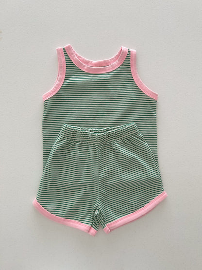 Kids Soy SS25 Stripe Sleeveless Top and Shorts Set (1 - 6y) - 4 Colors kids outfit