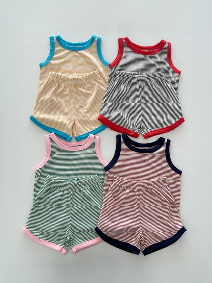 Kids Soy SS25 Stripe Sleeveless Top and Shorts Set (1 - 6y) - 4 Colors kids outfit
