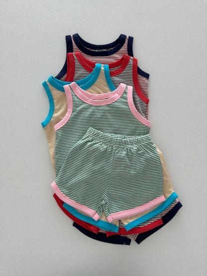 Kids Soy SS25 Stripe Sleeveless Top and Shorts Set (1 - 6y) - 4 Colors kids outfit