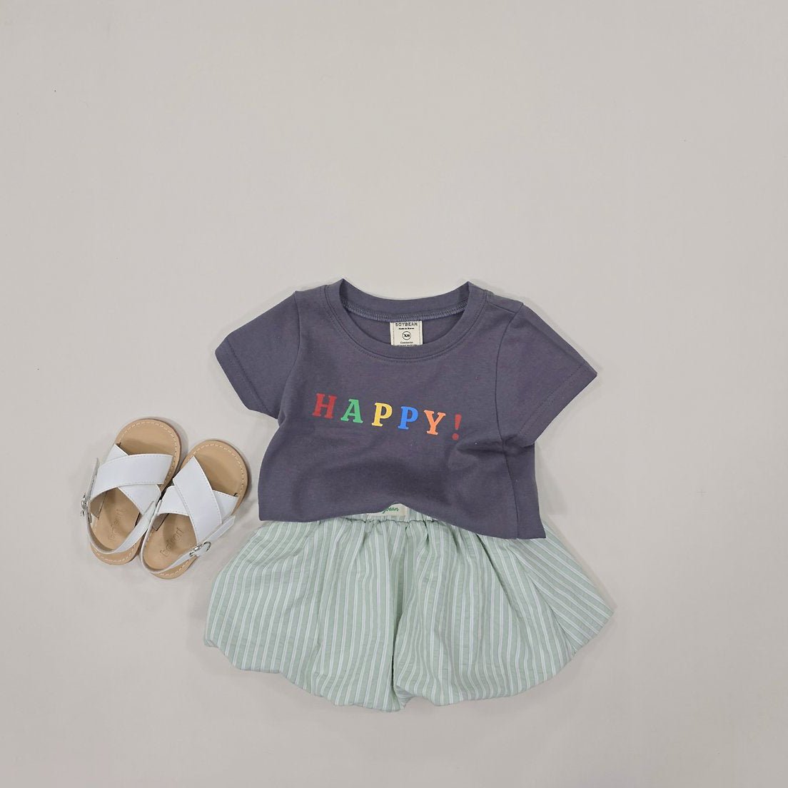 Kids Soy SS26 HAPPY Print Short Sleeve Top (1 - 6y) - 2 Colors - AT NOON STORE