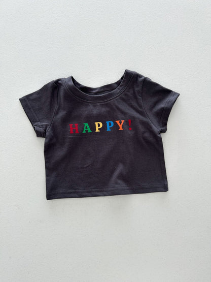 Kids Soy SS26 HAPPY Print Short Sleeve Top (1 - 6y) - 2 Colors - AT NOON STORE