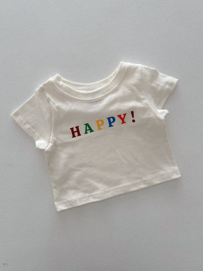 Kids Soy SS26 HAPPY Print Short Sleeve Top (1 - 6y) - 2 Colors - AT NOON STORE
