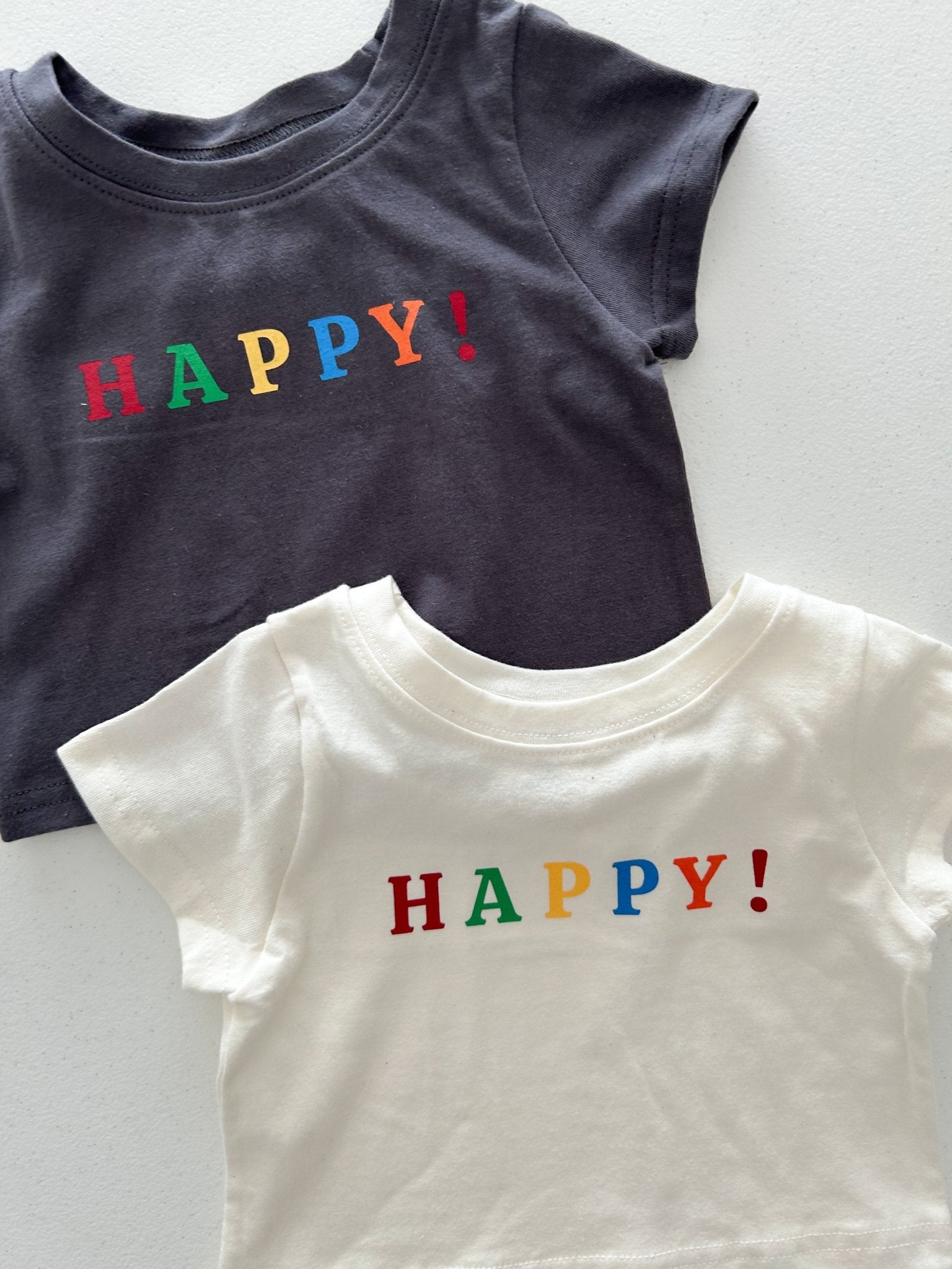 Kids Soy SS26 HAPPY Print Short Sleeve Top (1 - 6y) - 2 Colors - AT NOON STORE