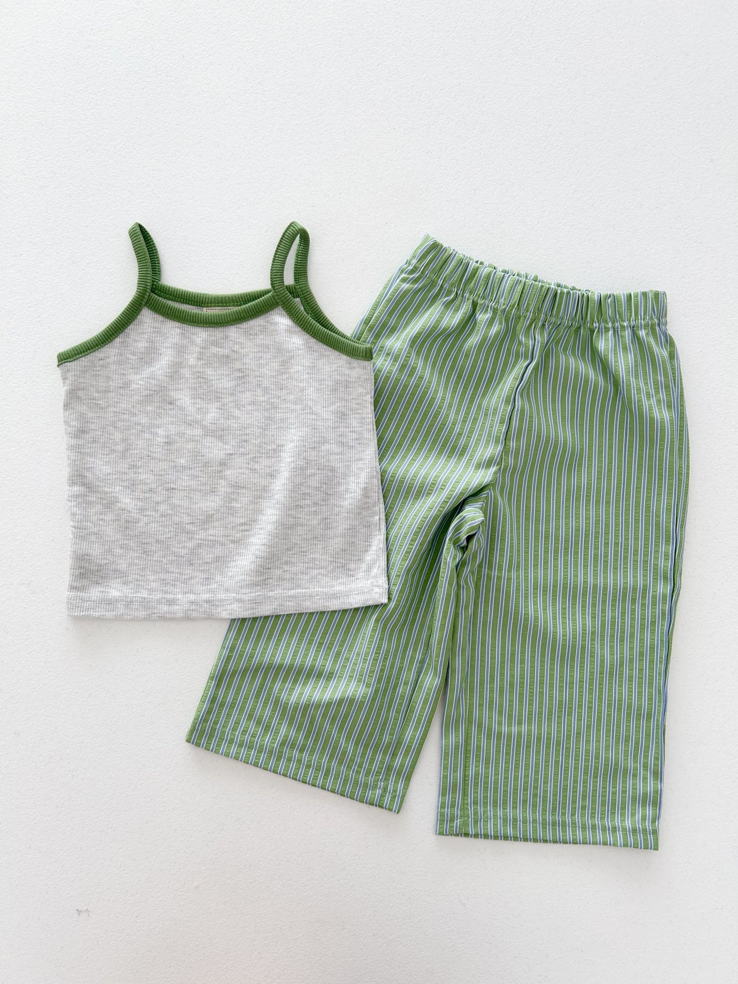 Kids Soy SS26 Noodle Strap Tank Top and Stripe Seersucker Wide Pants Set (15m - 7y) - 4 Colors - AT NOON STORE