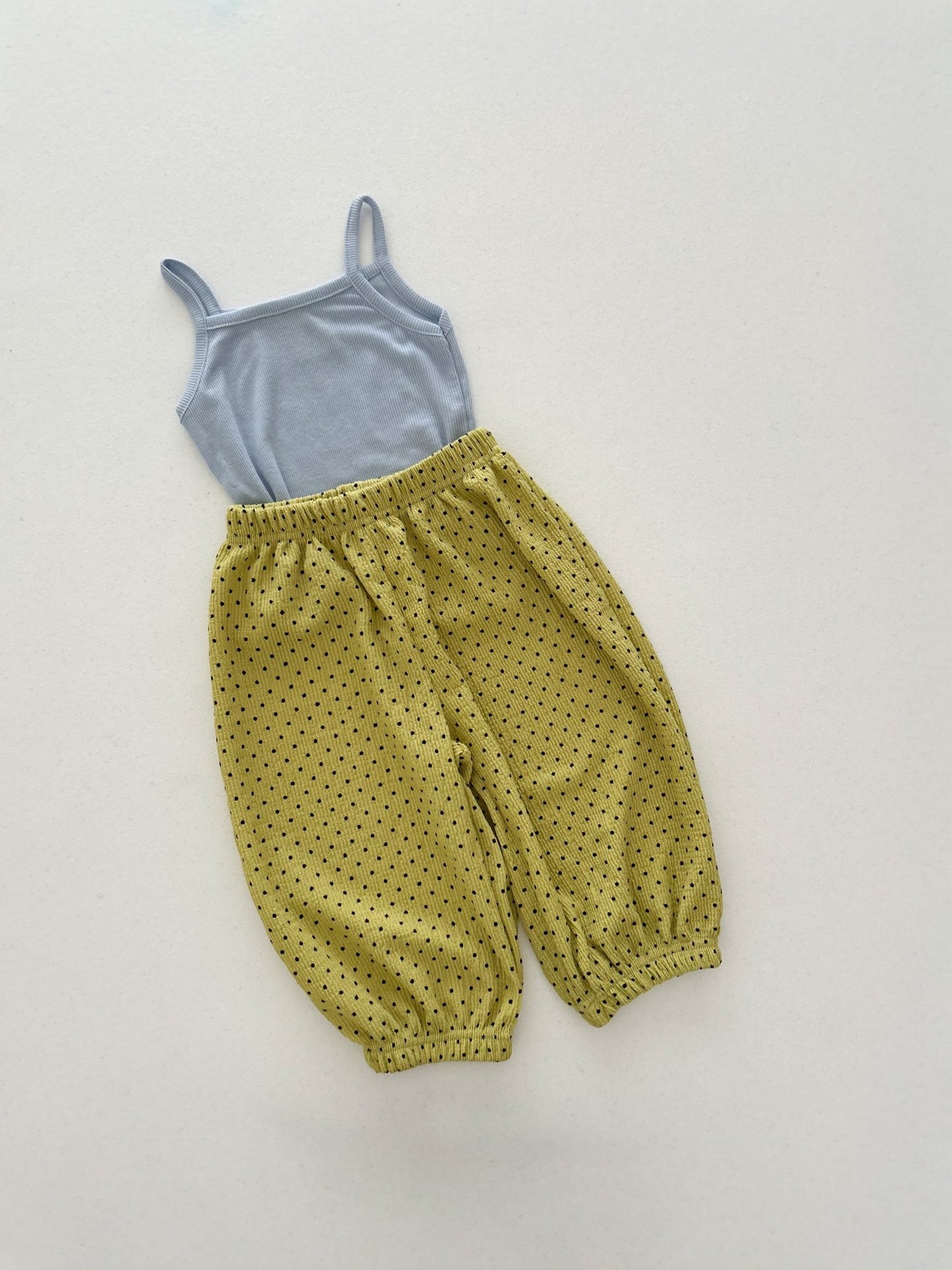 Kids Soy SS26 Ribbed Tank Top and Polka Dot Pleated Balloon Jogger Pants Set (1 - 6y) - 2 Colors - AT NOON STORE