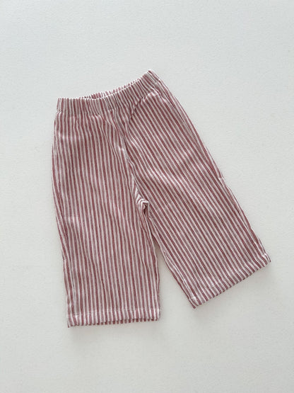 Kids Soy SS26 Stripe Peplum Top and Wide Pants Set (1 - 6y) - Red - AT NOON STORE