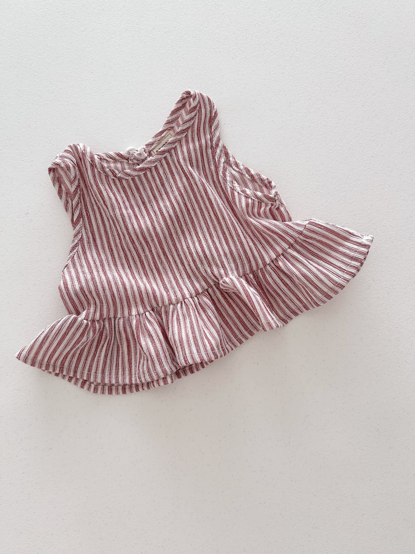 Kids Soy SS26 Stripe Peplum Top and Wide Pants Set (1 - 6y) - Red - AT NOON STORE