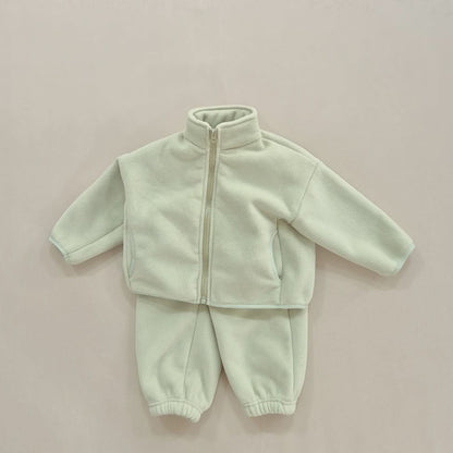 Kids Soy W24 Warm Sherpa Linded Fleece Zip Jacket and Jogger Pants Set (1 - 8y) - 4 Colors kids outfit