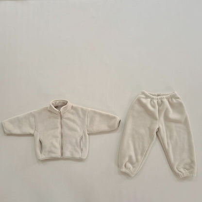 Kids Soy W24 Warm Sherpa Linded Fleece Zip Jacket and Jogger Pants Set (1 - 8y) - 4 Colors kids outfit