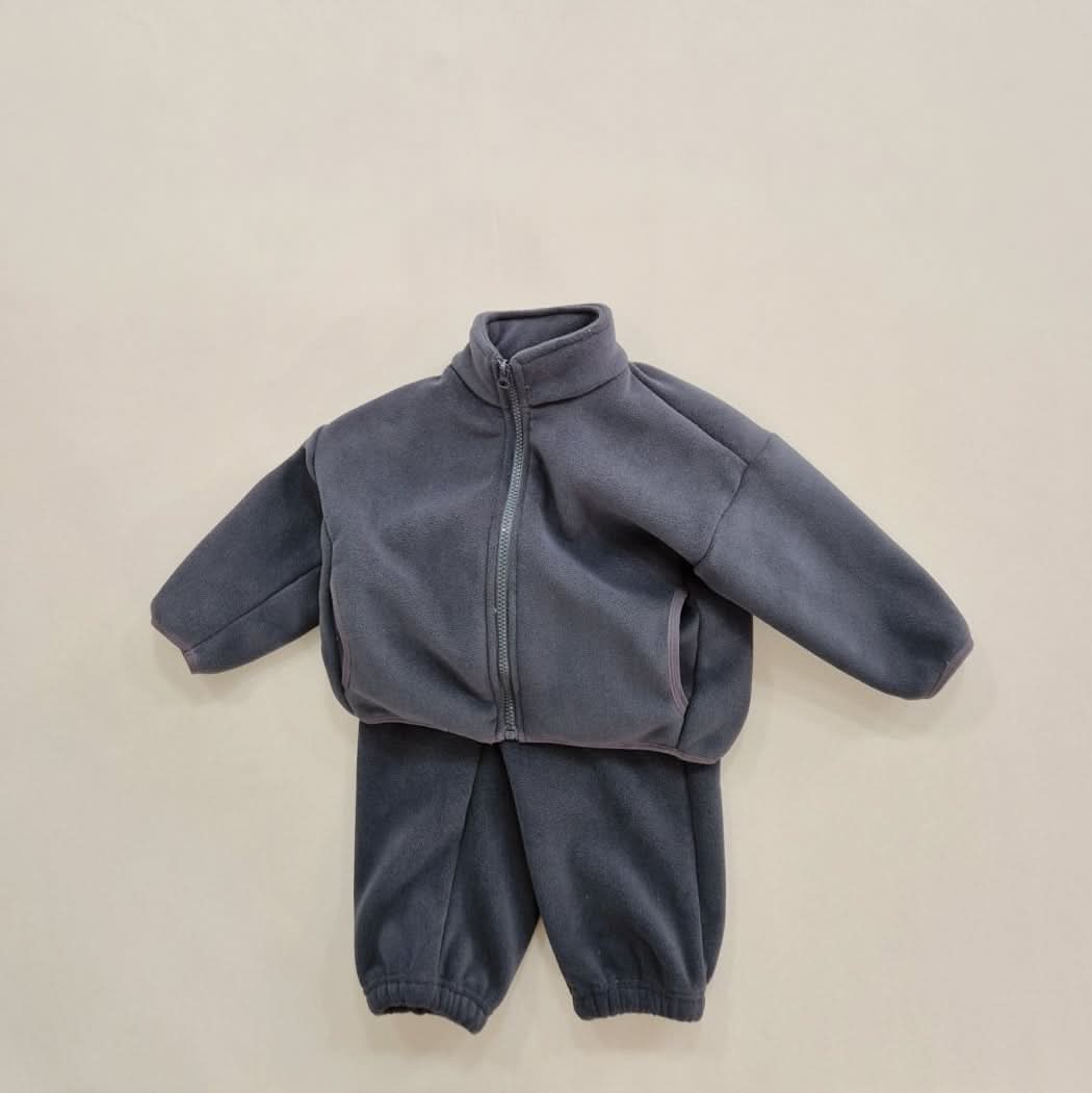 Kids Soy W24 Warm Sherpa Linded Fleece Zip Jacket and Jogger Pants Set (1 - 8y) - 4 Colors kids outfit