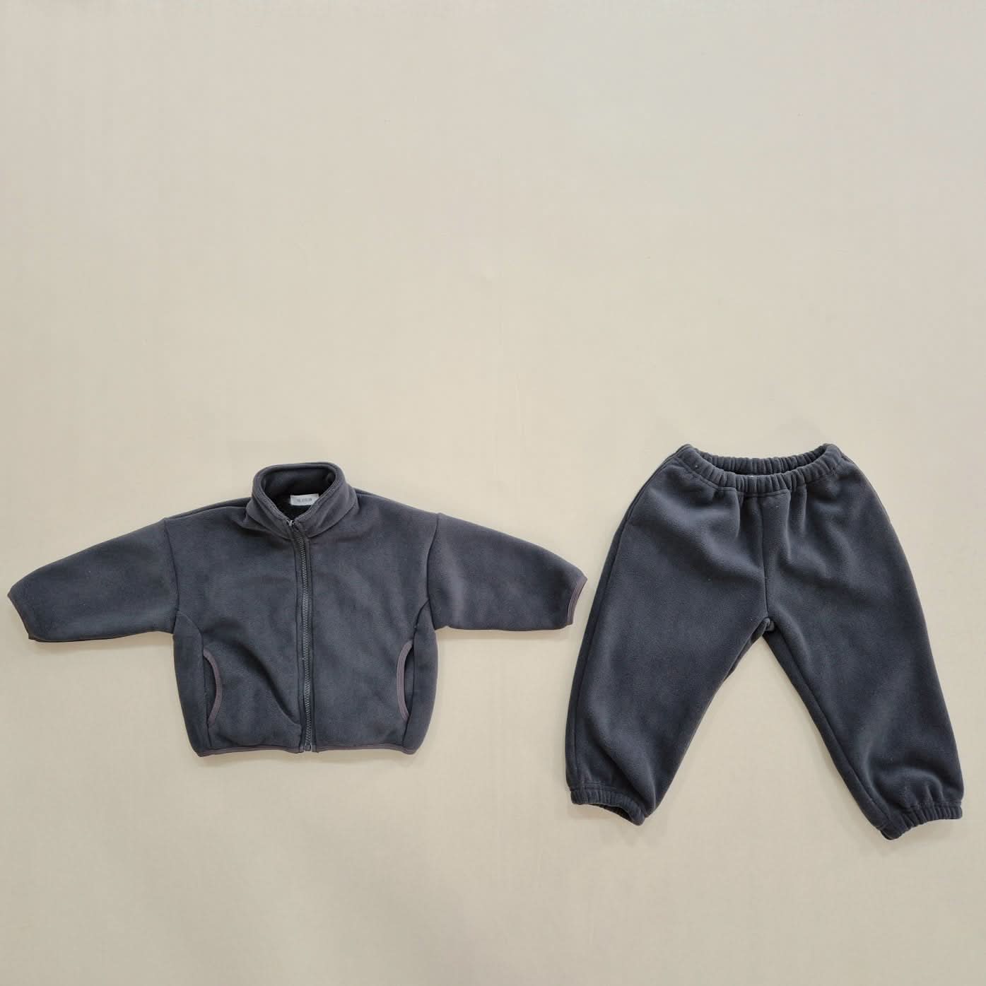 Kids Soy W24 Warm Sherpa Linded Fleece Zip Jacket and Jogger Pants Set (1 - 8y) - 4 Colors kids outfit