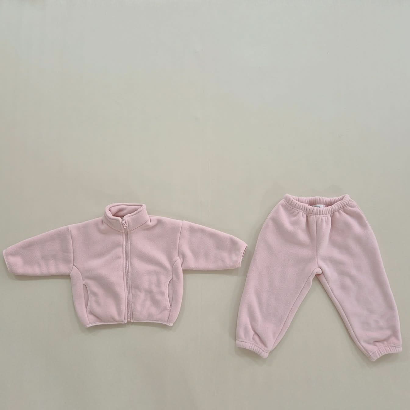 Kids Soy W24 Warm Sherpa Linded Fleece Zip Jacket and Jogger Pants Set (1 - 8y) - 4 Colors kids outfit