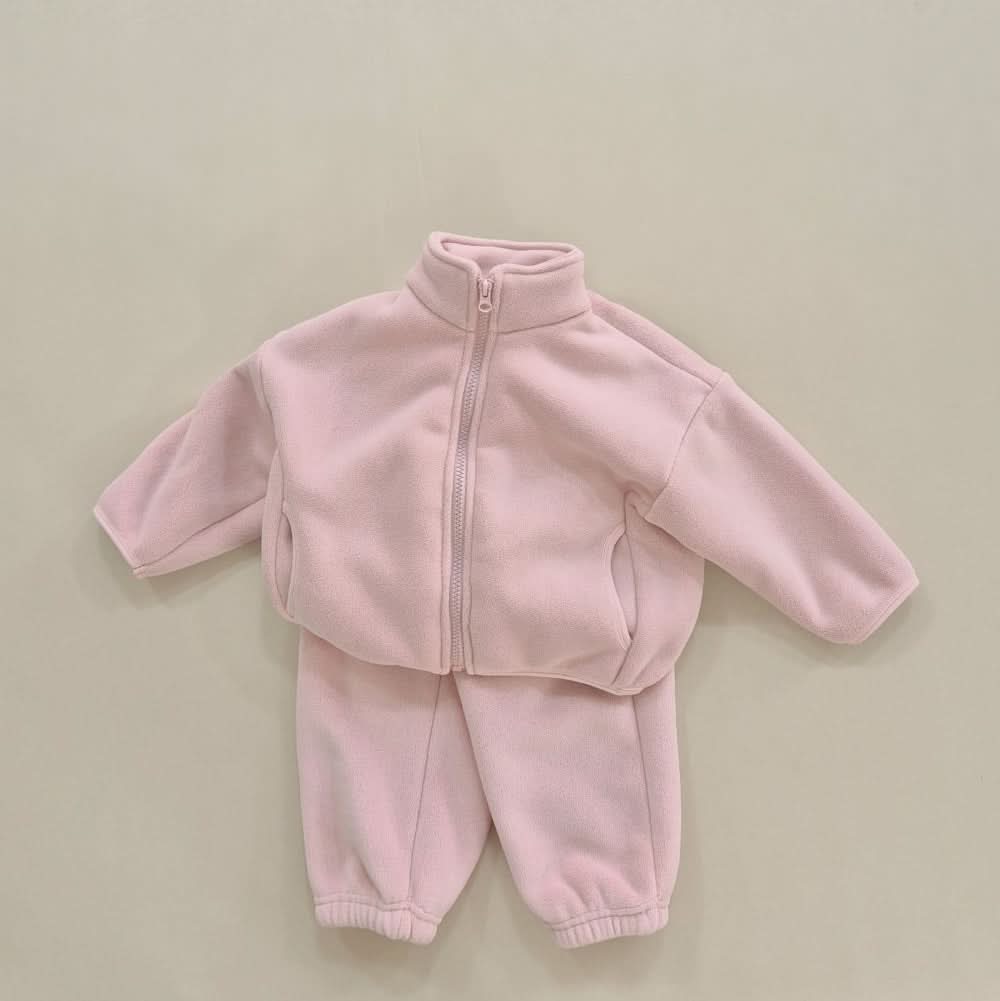 Kids Soy W24 Warm Sherpa Linded Fleece Zip Jacket and Jogger Pants Set (1 - 8y) - 4 Colors kids outfit