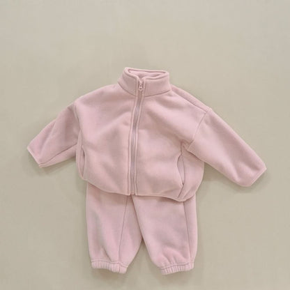 Kids Soy W24 Warm Sherpa Linded Fleece Zip Jacket and Jogger Pants Set (1 - 8y) - 4 Colors kids outfit
