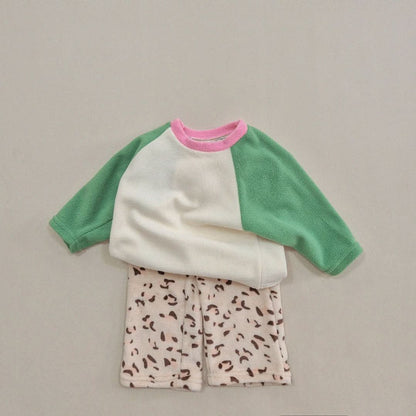 Kids Soy W24 Warm Sherpa Lined Fleece Leopard Pull On Pants (1 - 6y) - Beige kids outfit