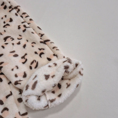 Kids Soy W24 Warm Sherpa Lined Fleece Leopard Pull On Pants (1 - 6y) - Beige kids outfit
