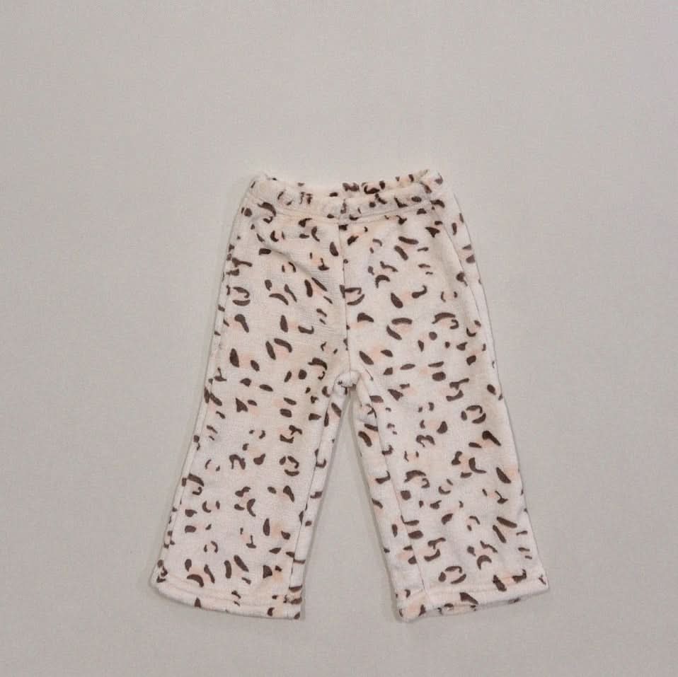 Kids Soy W24 Warm Sherpa Lined Fleece Leopard Pull On Pants (1 - 6y) - Beige kids outfit