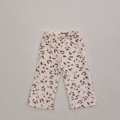 Kids Soy W24 Warm Sherpa Lined Fleece Leopard Pull On Pants (1 - 6y) - Beige kids outfit