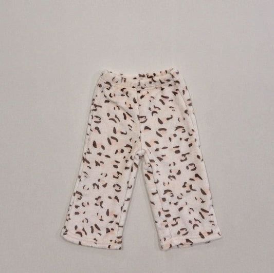 Kids Soy W24 Warm Sherpa Lined Fleece Leopard Pull On Pants (1 - 6y) - Beige kids outfit